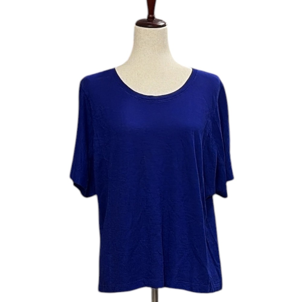 Eileen Fisher Royal Purple Hemp Organic Cotton Slub Tee Small